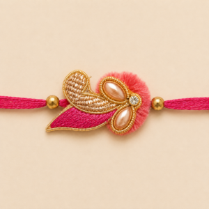 Pink Paisley Leaf Bhai Rakhi for Brother