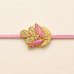 Pink Petal Leaf Bhai Rakhi for Brother