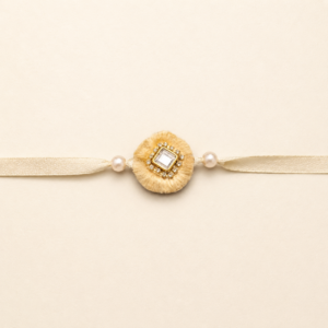 Square Stone Fluffy Bhai Rakhi