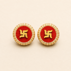 Gold Swastik Red Round Door Soon Pair