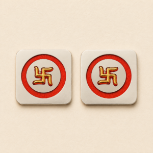 Silver Red Swastik Soon Pair