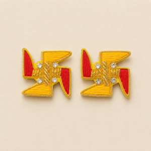 Yellow Red Swastik Stone Rakhi Soon
