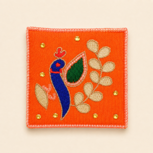 Orange Peacock Rakhi Shagun Envelope