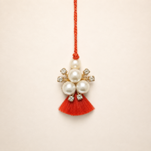 Crimson Pearl Tassel Bhabhi Rakhi