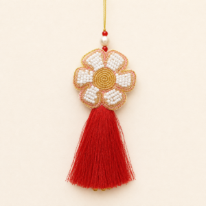 Ivory Floral Tassel Bhabhi Rakhi