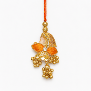 Orange Floral Gota Bhabhi Rakhi