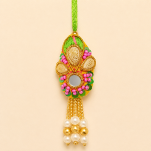 Pink Mirror Paisley Bhabhi Rakhi
