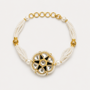 Kundan Pearl Bracelet Bhabhi Rakhi