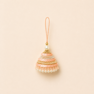 Peach Sequin Jhumka Bhabhi Rakhi