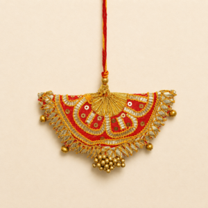 Orange Half-Moon Gota Bhabhi Rakhi