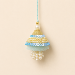 Pastel Blue Pearl Jhumki Bhabhi Rakhi