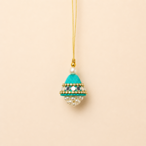 Turquoise Mirror Pearl Jhumki Bhabhi Rakhi