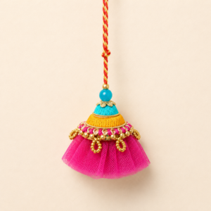 Fuchsia Pink Net Jhumki Bhabhi Rakhi