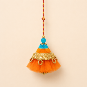 Orange Blue Net Jhumki Bhabhi Rakhi