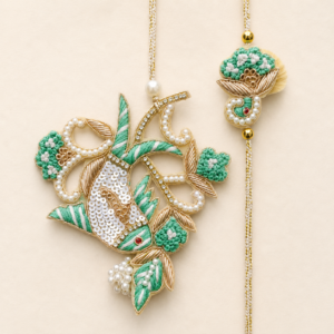 Mint Fish Pearl Bhai Bhabhi Rakhi Pair