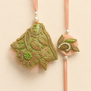 Sage Floral Tulle Bhai Bhabhi Rakhi Pair