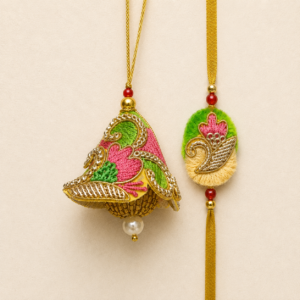 Pink Green Swan Bhai Bhabhi Rakhi Pair