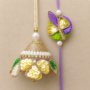 Pearl Sequin Dome Bhai Bhabhi Rakhi Pair