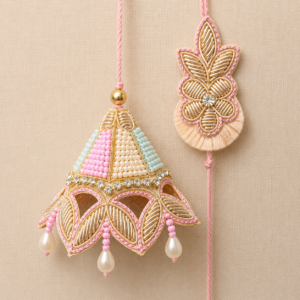 Pastel Bead Dome Bhai Bhabhi Rakhi Pair