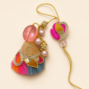 Pink Multicolor Tassel Bhai Bhabhi Rakhi Pair