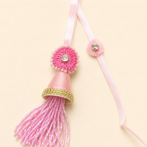 Pink Tassel Minimal Bhai Bhabhi Rakhi Pair