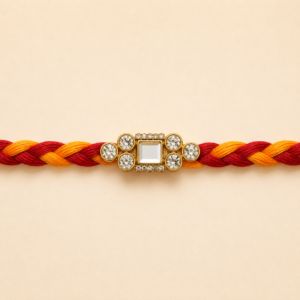 Square Stone Cluster Red Yellow Moli Rakhi