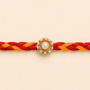 Round Pearl Red Yellow Moli Rakhi