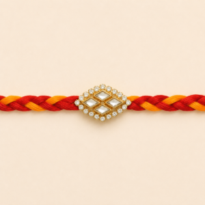 Diamond Stone Red Yellow Moli Rakhi