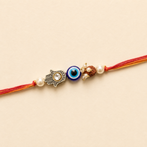 Evil Eye Hamsa Rudraksha Pearl Moli Rakhi