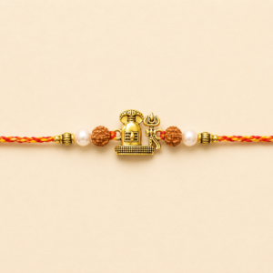 Shivling Trishul Rudraksha Pearl Moli Rakhi