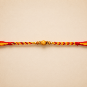 Wooden Bead Red Yellow Moli Rakhi