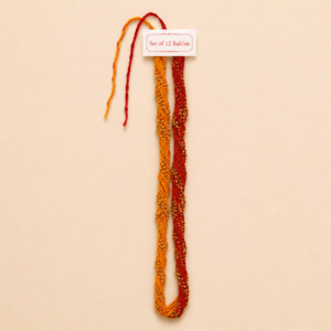 Red Orange Gold Bead Set of 12 Moli Rakhis