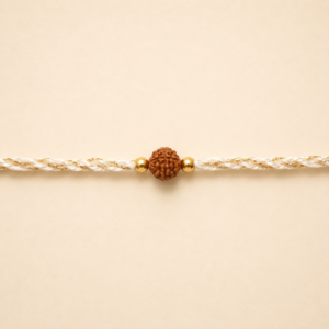 White Rudraksha Moli Rakhi with Gold Thread