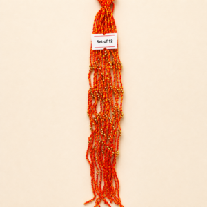 Gold Bead Red Orange Set of 12 Moli Rakhis