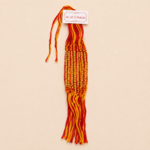 Red Yellow Gold Bead Set of 12 Moli Rakhis