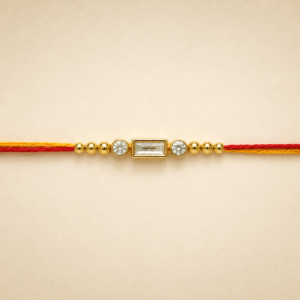 Rectangle Stone Gold Bead Moli Rakhi