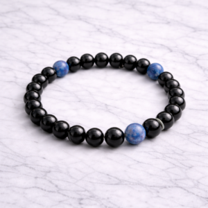 Nazar Shield Classic Edition healing bracelet featuring Black Agate and Lapis Lazuli natural stones