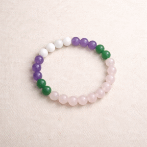 Soul Harmony Signature Edition bracelet featuring Rose Quartz, Amethyst, Green Jade and Moonstone natural stones