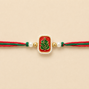Shubh Ganesha Pearl Frame Bhai Rakhi