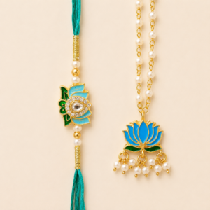 Joyful Bond Blue Lotus Pair Rakhi