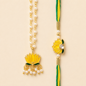 Radiant Bond Yellow Lotus Pair Rakhi
