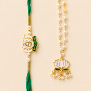 Pure Bond White Lotus Pair Rakhi