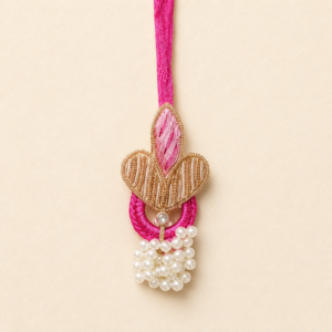 Affection Glow Pink Leaf Pearl Bhabhi Rakhi