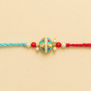 Blessed Bond Turquoise Meenakari Pearl Bhai Rakhi