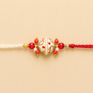 Pure Blessings White Meenakari Pearl Bhai Rakhi