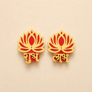 Sacred Red Gold Lotus Shubh Labh Soon