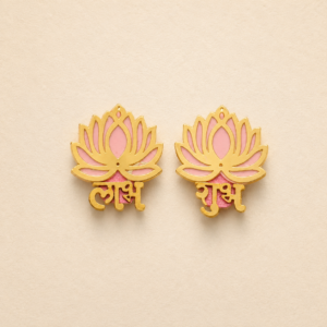 Graceful Pink Gold Lotus Shubh Labh Soon