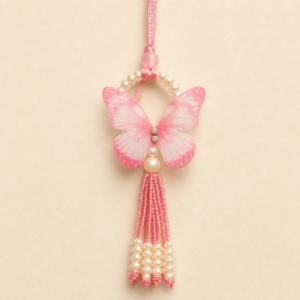 Sweet Affection Pink Butterfly Pearl Bhabhi Rakhi