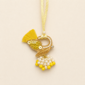 Cheerful Yellow Bird Pearl Lumba Rakhi