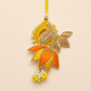 Radiant Yellow Orange Lotus Pearl Lumba Rakhi
